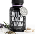 Wild Foods 3 in 1 Magnesium Glycinate L Theanine for Calm Sleep &amp Muscle Relaxation - Glycinate Malate Taurate - 100% Natural Magnesium Complex for Women and Men - 60 Capsules