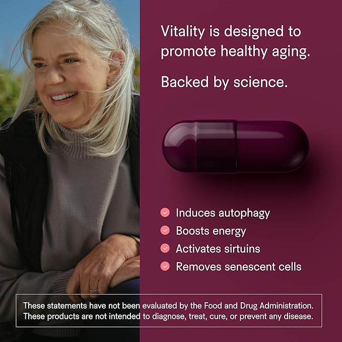 Tally Health Vitality Longevity Formula – Spermidine + Fisetin + Quercetin + Resveratrol + Calcium Alpha-Ketoglutarate | Supports Cellular Renewal Healthy Aging Energy &amp Autophagy | 120 Capsules