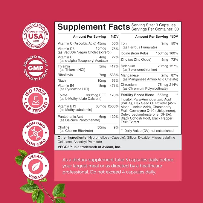 Fertility Supplements for Women &amp Men - Prenatal Vitamins Bundle with COq10 Folic Acid Choline Zinc D-Aspartic Acid - Hormonal Balance for Conception for Her &amp Him - Pre Natal Multivitamin
