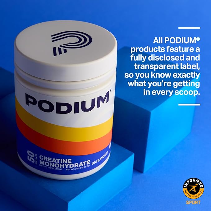 Podium Nutrition Solos | Creatine Monohydrate 50 Servings Unflavored Boost Athletic Performance