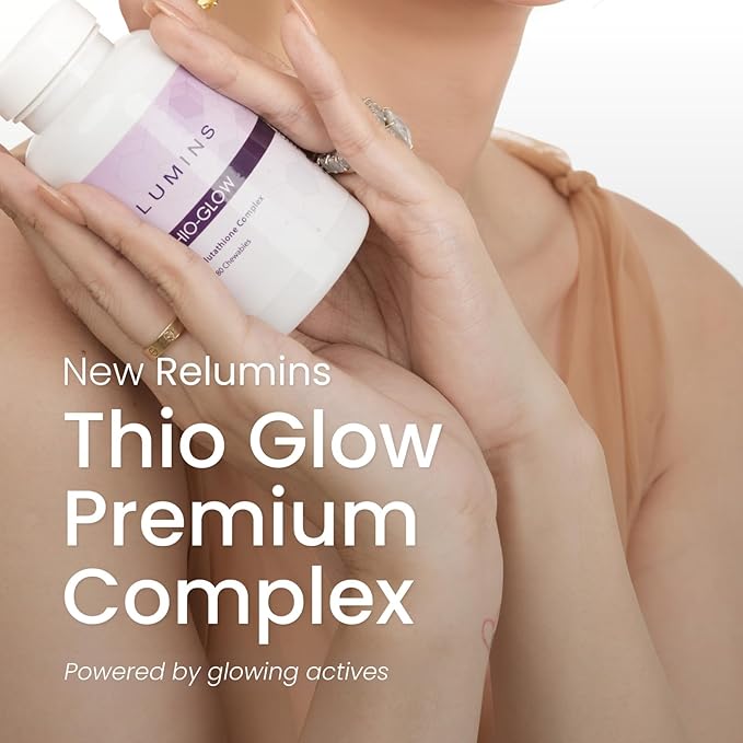 Relumins Labs Thio-Glow Chewable Sublingual Glutathione Complex with Biotin VIT C &amp E Plus Grapeseed Polyphemols – 330mg Gluta Per Serving – 4X More Effective Than Liposomal Spring Glow Essentia