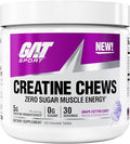 GAT SPORT Creatine Chews Zero Sugar 5g Pure Creatine Monohydrate 3rd Party Tested Brain Health Muscle Strength Anti-oxidant Support for Men &amp Women 30 Servings (Grape Cotton Candy)