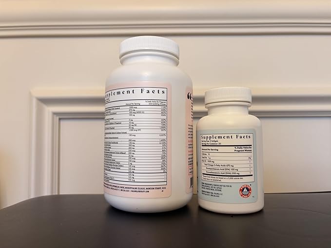 FullWell Women's Prenatal Essentials - Women’s Prenatal Multivitamin &amp Fish Oil - Supports Maternal Health &amp Fetal Development - Omega 3 DHA Folate &amp Choline- 30 Servings
