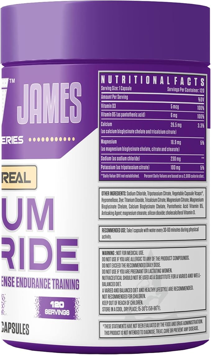 Dennis James Signature Series Sodium Chloride – 1000mg | 120 Capsules | Electrolyte Support Hydration Balance &amp Muscle Function | Non-GMO | 120 Servings