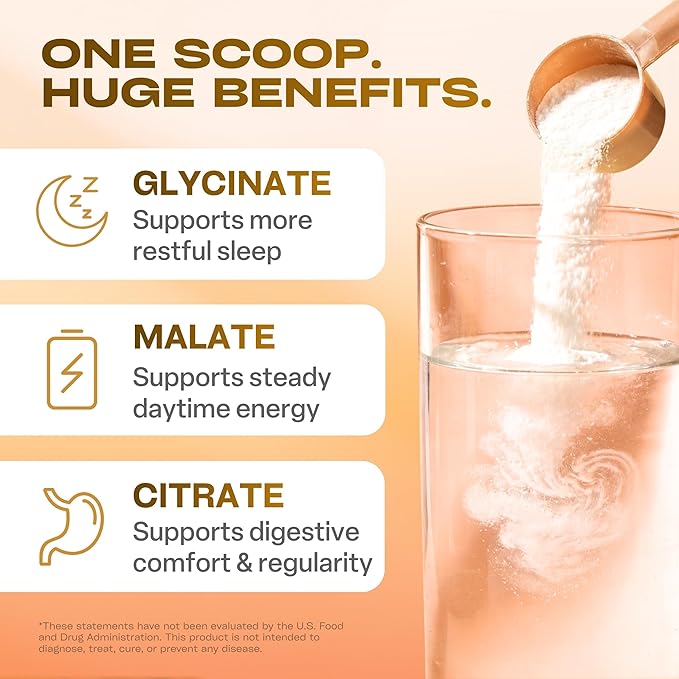 GoBiotix Magnesium Glycinate Powder – Cortisol Supplements for Women and Men – High Absorption Magnesium Complex Calm Supplement with Citrate Malate – Sugar Free – 420 mg 60 Servings - Honey Citrus