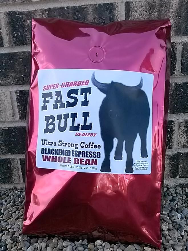 Fast Bull Smooth Crema Espresso 5 LBS - Whole Bean Coffee 5 Pound Bag Strongest Coffee