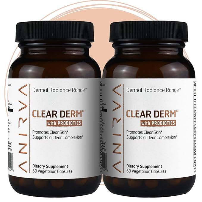 2-Pack Acne Pills with Zinc for Adults Acne Pill for Hormonal Acne Zinc Pills for Acne Treatment Probiotics for Acne Zinc Supplements for Adult Acne - Anirva Clear Derm With Probiotics