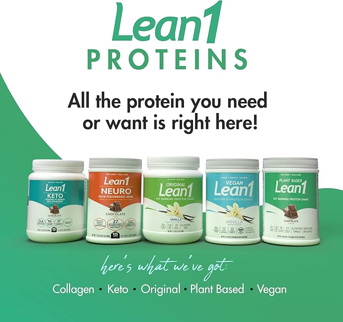 Lean1 Plant-Based Meal Replacement Protein Powder Chocolate Flavor 15-Serving Tub