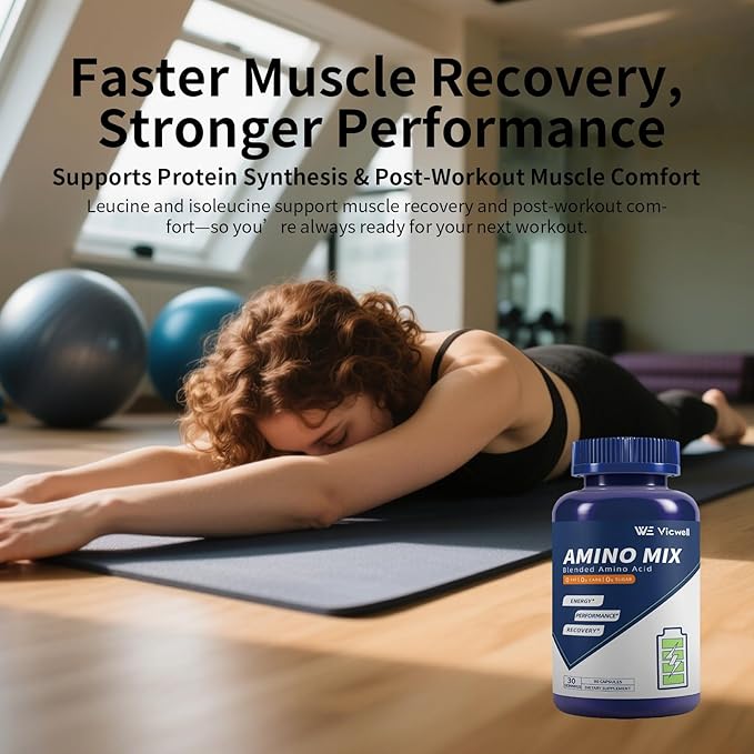 Amino Acid Supports Muscle Recovery and Lean Muscle Growth Enhances Energy and Endurance Contains Essential Amino Acids and BCAAs 180 Capsules (2 Bottles)