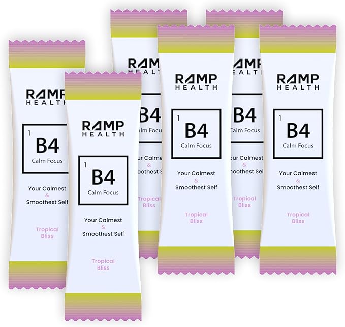 B4 - Supplement - Available in 6 Flavors - L-Theanine Lemon Balm Extract and More - 10 Count (10 Packets Tropical Bliss)