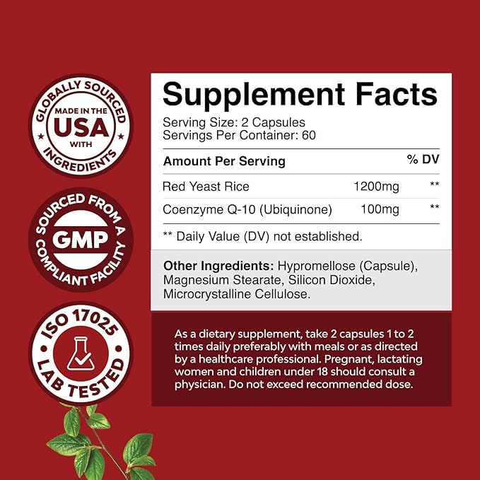 Bundle of Activated Charcoal Pills Detox &amp Cleanse - Purifying Coconut Capsules with 1200 mg Per Serving for Bloating Relief and Red Yeast Rice with CoQ10 - Advanced Healthy Heart &amp Cholestero