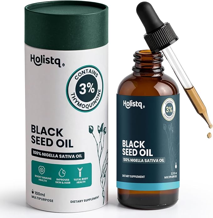Black Seed Oil Organic Cold Pressed Drops | 3% Thymoquinone | Non-GMO &amp Vegan | Cold Pressed Black Cumin Nigella Sativa Oil for Immune Support Aceite de Comino Negro - Drops 100 mL
