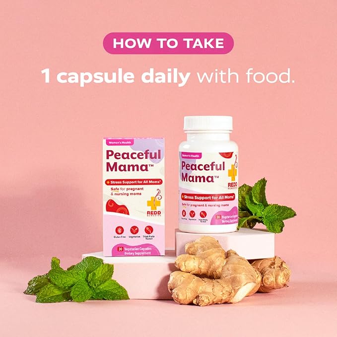 Redd Remedies Peaceful Mama Support a Calm and Healthy Digestive System Lemon Balm and Ginger Root 30 Vegetarian Capsules