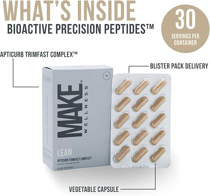 Lean Peptide Supplement | Supports Overall Wellness Normal Muscle Health &amp Active Lifestyles | Bioactive Peptide Blend | Clean Non-GMO Formula | 30 Servings for Daily Nutrition