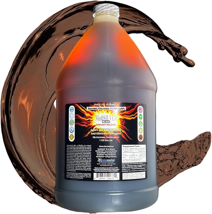 MediSILVER Black Immunity Booster Diatomic True Colloidal Silver AgNP Nutrient - 1 Gallon in Opaque Plastic Jug