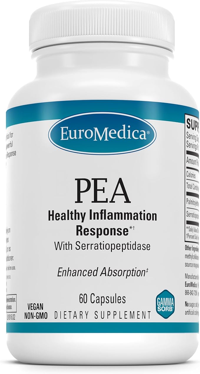 EuroMedica Pea Healthy Inflammation Response - Joint Health Support - Exercise Performance &amp Post-Workout Support - Free of Dairy Gluten or Soy - 60 Capsules (30 Servings)