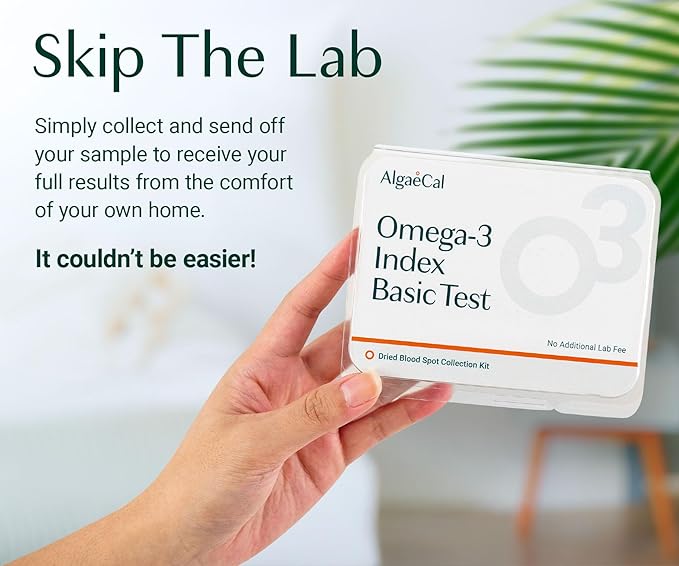ALGAECAL Omega 3 Finger Test Kit – Easy Home Test Kit with Pre-Paid Return Envelope Quick &amp Hassle-Free Certified Lab-Verified Results for Accurate Omega-3 Levels Made in USA (Pack of 3)