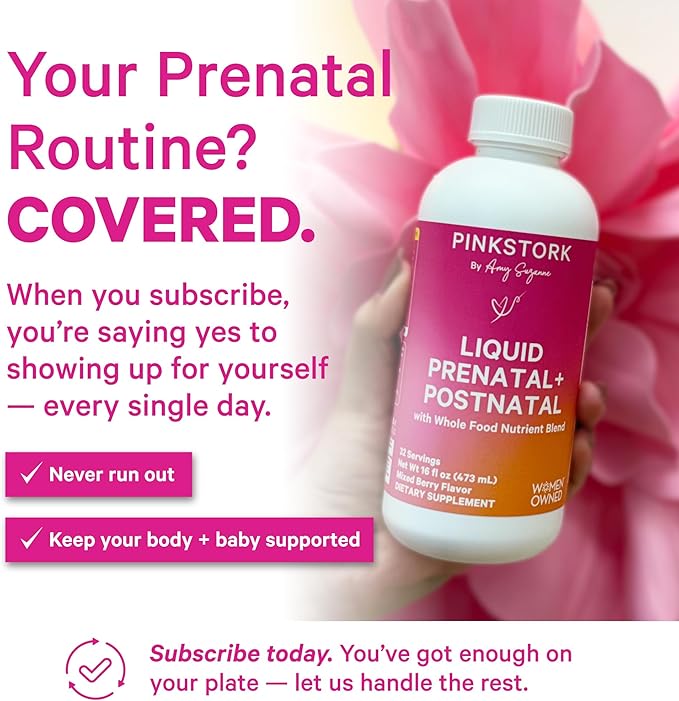 Pink Stork Liquid Prenatal Vitamins for Women - for Fertility Pregnancy Postpartum - Morning Sickness Support - 64 Servings - 2 Pack