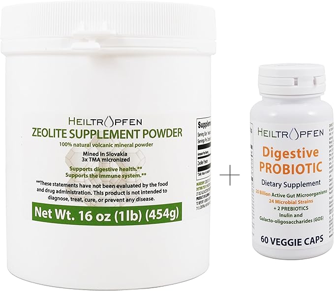 Heiltropfen Bundle/Set | Zeolite Powder 1 Pound 3X Activated + Digestive Probiotic/Prebiotic