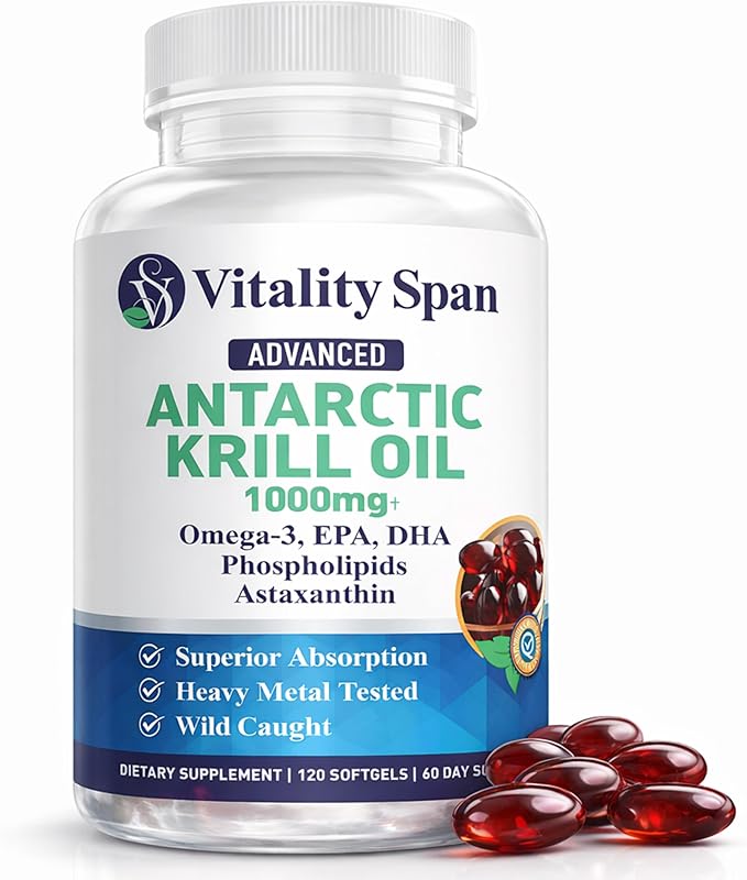 Krill Oil 1000mg Softgels Omega 3 Astaxanthin Choline DHA EPA Superior Absorption Extra Strength No Fish Oil Aftertaste 120 Small Size Softgels