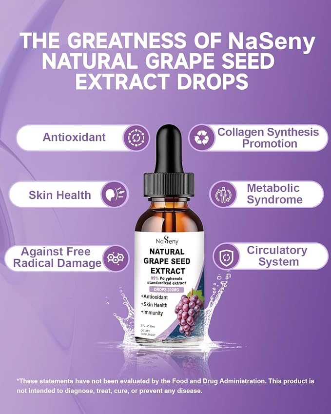 L-Lysine 1000mg Liquid Drops L-Lysine Supplement for Essential Amino Acid Supplement for Lips &amp Oral Health &amp Collagen Formation Support Natural Grape Seed Extract Drops-300 mg Grape Seed Ex