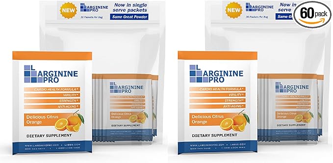 L-ARGININE PRO | 5500mg L-Arginine Plus L-Citrulline 1100mg Orange Powder Drink Mix Supplement for Increased Nitric Oxide Production