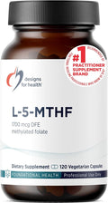 Designs for Health L 5-MTHF - Quatrefolic L Methylfolate Supplement 1mg (1700mcg DFE) - Methylated Folate Supplement for Women &amp Men - Supports Methylation - Non-GMO Gluten Free (120 Capsules)
