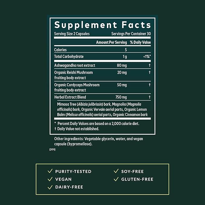 Gaia Herbs Adrenal Health Nightly Restore - Herbal Supplement with Ashwagandha Magnolia Bark Cordyceps Lemon Balm &amp More* - 60 Vegan Liquid Phyto-Caps (30 Servings)