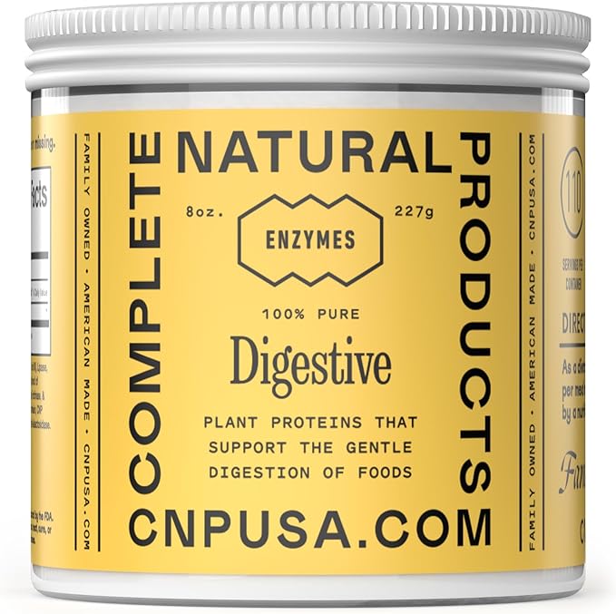 Complete Natural Products Digestive Enzyme Powder - Plant Based Blend 8oz Glass Jar Gentle Digestive Support