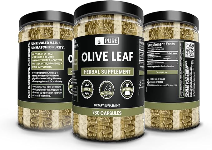 PURE ORIGINAL INGREDIENTS Olive Leaf (730 Capsules) No Magnesium Or Rice Fillers