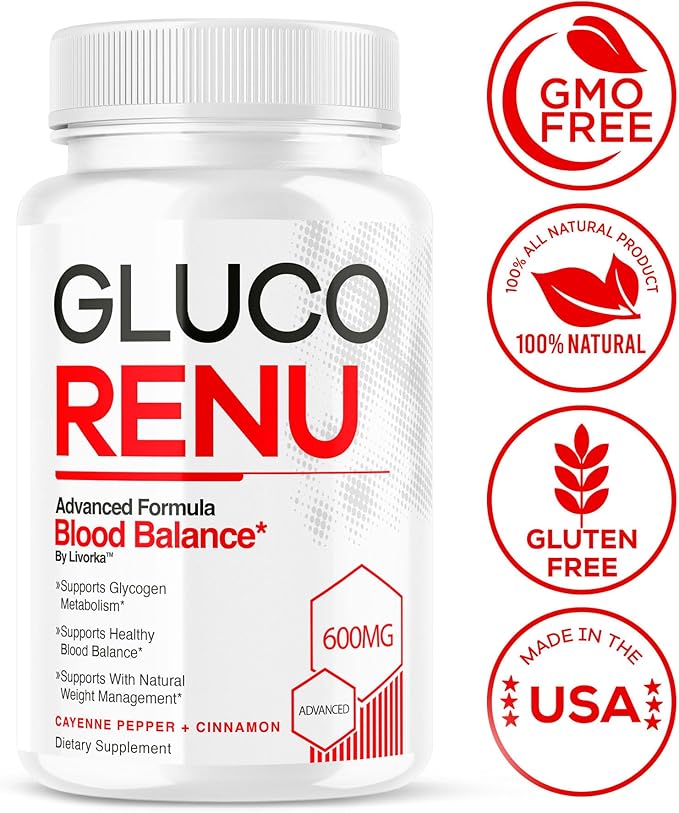 (2 Pack) Gluco Renu Capsules - Offical Gluco Renu GlucoRenu Supplement Natural Support GlucoRenu Gluco Renu Premium Formula 60 Capsules for 2 Months