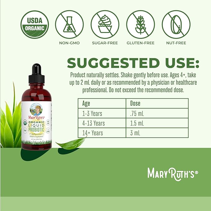 MaryRuth's Probiotic (Unflavored) &amp Probiotic Gummies for Kids (Strawberry) | USDA Organic Clean Label Project Verified® | Vegan Non-GMO Sugar-Free | Immune Support Antioxidant &amp Digestive
