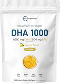 Omega 3 Fish Oil DHA Supplements 1000mg with EPA 500mg 200 Softgels – Lemon Flavored Burpless (Enteric Coated) | Deep Sea Fresh Fish Wild Caught from Norwegian Waters | Mercury Free