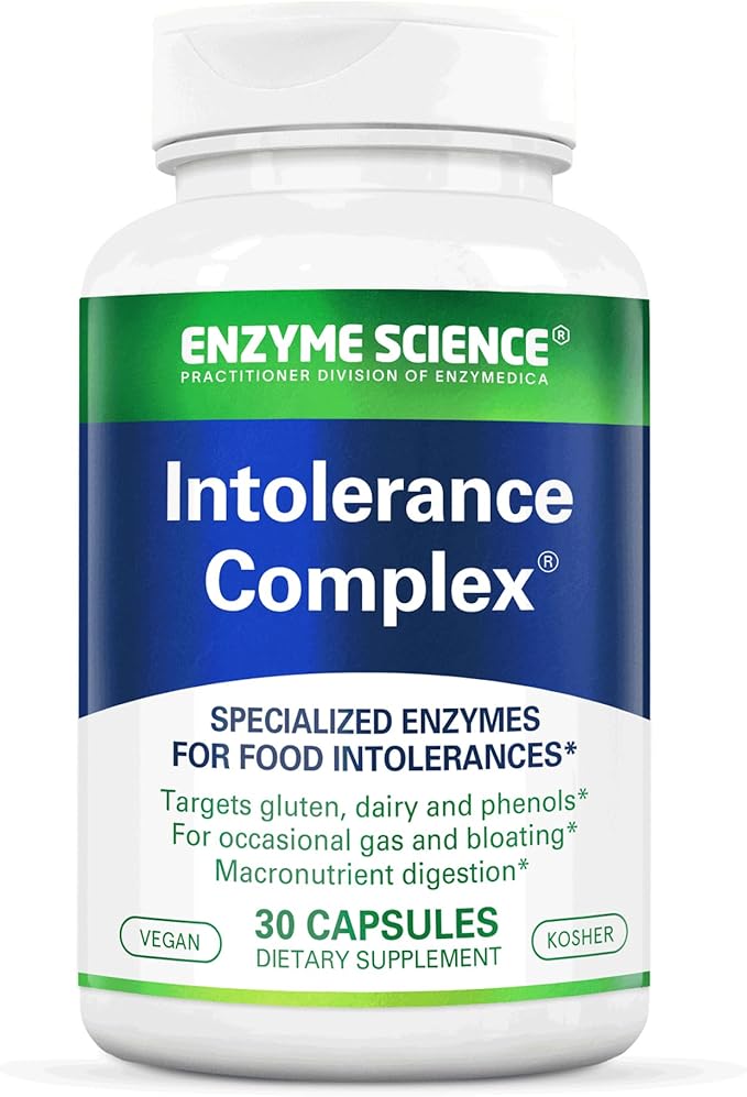 Enzyme Science Intolerance Complex 30 Capsules Comprehensive Support for Common Digestive Sensitivities Gluten Casein Phenol Sensitivities and Complex Carbohydrates Intolerance Relief