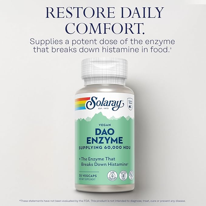 SOLARAY DAO Enzyme and Super Bio Vitamin C 1000mg - Digestive Enzymes to Break Down Histamine - Timed Release VIT C w/Bioflavonoids Immune Support Supplement Vegan 60-Day Guarantee 30/50 Servings