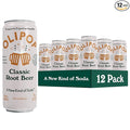 OLIPOP Prebiotic Soda Pop Classic Root Beer Pantry Pack Packed with Prebiotics Fiber and Botanicals Gluten Free GMO Free 12oz Skinny (12-Cans)