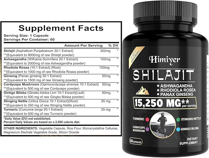 Himiyer 2pcs Ultimate Wellness Bundle - Boost Energy Immunity &amp Brain Function with 7000mg Sea Moss 4000mg Black Seed Oil 2000mg Ashwagandha 9000mg Ginger &amp Shilajit Vegan-Friendly Suppl