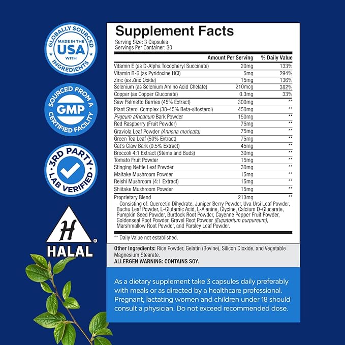 Bundle of Herbal Thyroid Support Complex - Potent Kelp Iodine with L Tyrosine Bladderwrack Selenium Ashwagandha and Herbal Prostate Supplement for Men - Saw Palmetto Extract Beta Sitosterol Green Tea