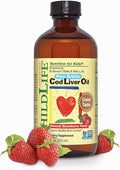 CHILDLIFE ESSENTIALS Cod Liver Oil for Kids - Kids Arctic Cod Liver Oil Liquid for Babies 6+ Months &amp Toddlers Added DHA EPA Omega-3 Fatty Acids - Strawberry 8 fl oz