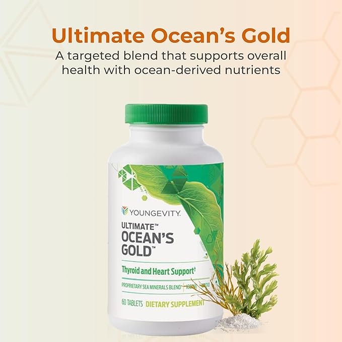 Youngevity Ultimate Ocean's Gold – Supports Thyroid Health Heart Function and Hormone Balance with Ocean-Derived Nutrients - 60 Tablets (Pack of 1)