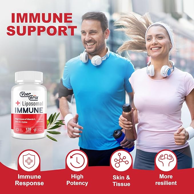 CyberCerix Liposomal Immune Support Supplement for Adults Complex with L-Lysine 1500mg Vitamins Minerals &amp Herbal Extracts Comprehensive Daily Wellness Blend for Men &amp Women - 240 Capsule