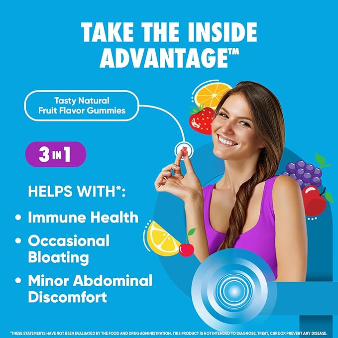 Digestive Advantage Daily Probiotic Gummies for Digestive Health Gut Health &amp Immune Support Probiotics for Men and Women (80ct) - Delicious Natural Fruit Flavor* (Pack of 3)