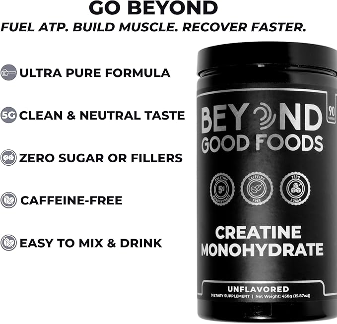 Creatine Monohydrate for Men &amp Women Increase Lean Muscle Mass Reduce Recovery Time Promotes Brain Health (Unflavored 90 Servings)
