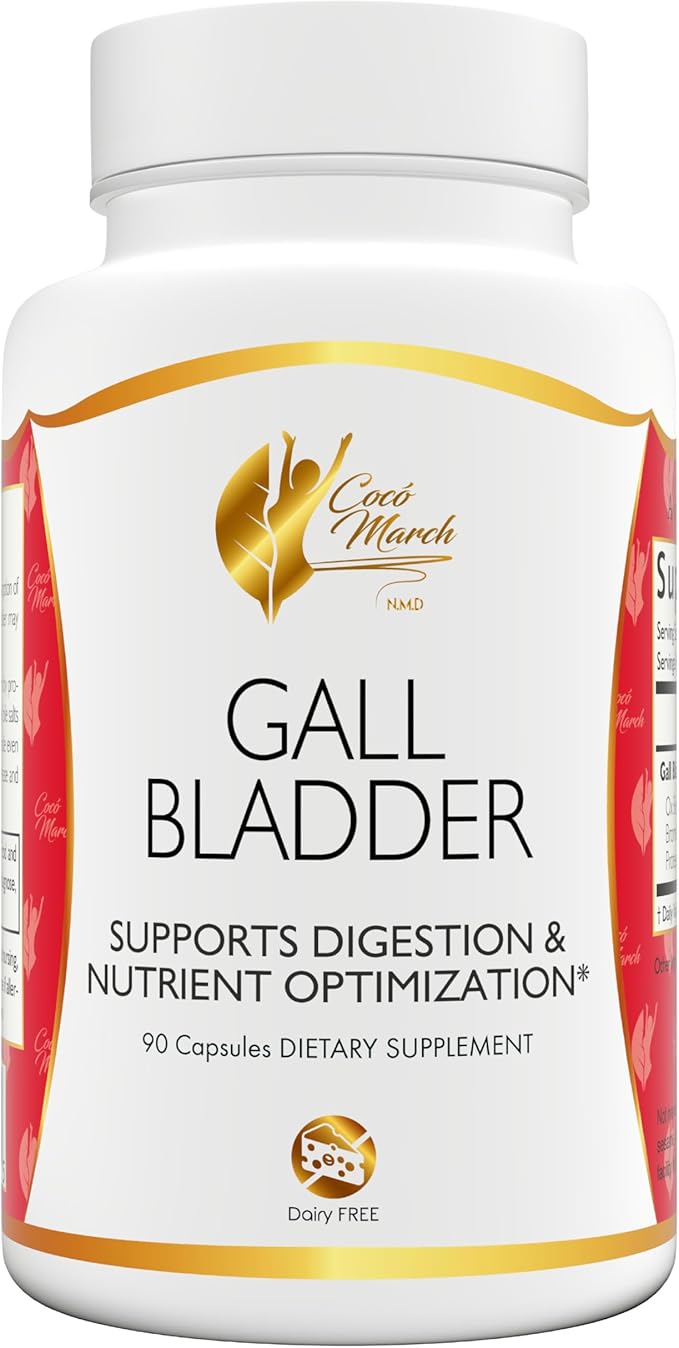 Coco March Gall Bladder Formula-Ideal After Gall Bladder Surgery-Gluten Free Soy Free Dairy Free Keto Friendly Paleo Friendly 90 Capsules-90 Servings Supports Digestion and Nutrient Optimization