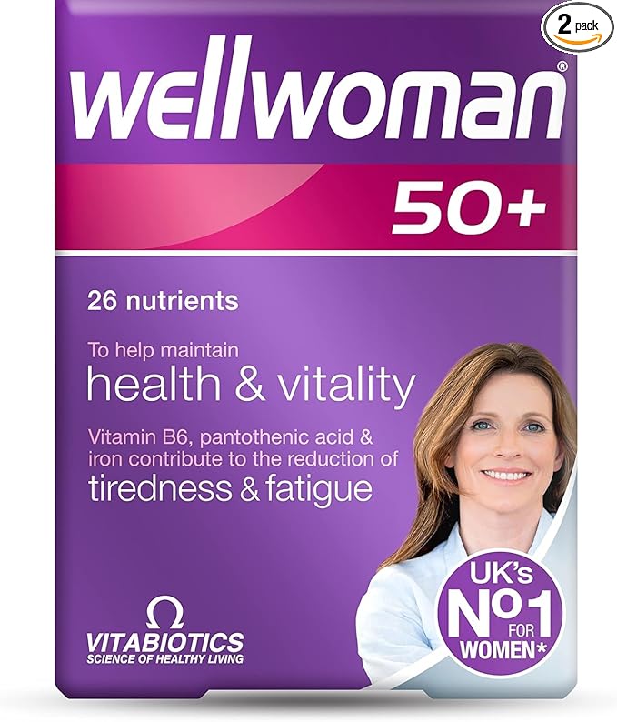 (Pack of 2) UK's Well Woman 50+ Capsules | 26 Nutrients - Contributes to Reduce Tiredness &amp Fatigue