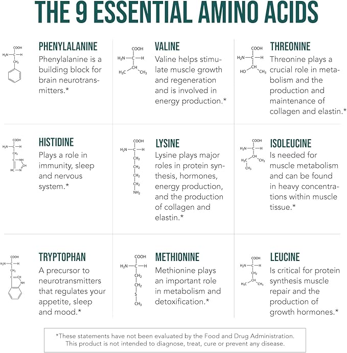Plant Aminos Organic Essential Amino Acid Supplement (EAAs) &amp BCAA - 100% Plant-Based Raw Vegan - All 9 Essential Amino Acids with 18 Total Amino Acids (360 Tablets)