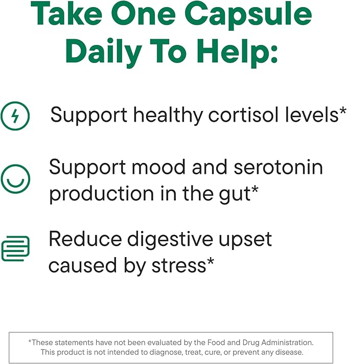 Daily Nouri Stress Support Probiotics for Women &amp Men | Mood &amp Cortisol Support | Gut-Brain Axis + Digestive Support | 3 Clinically Studied Strains + Omega | 30-Day Supply