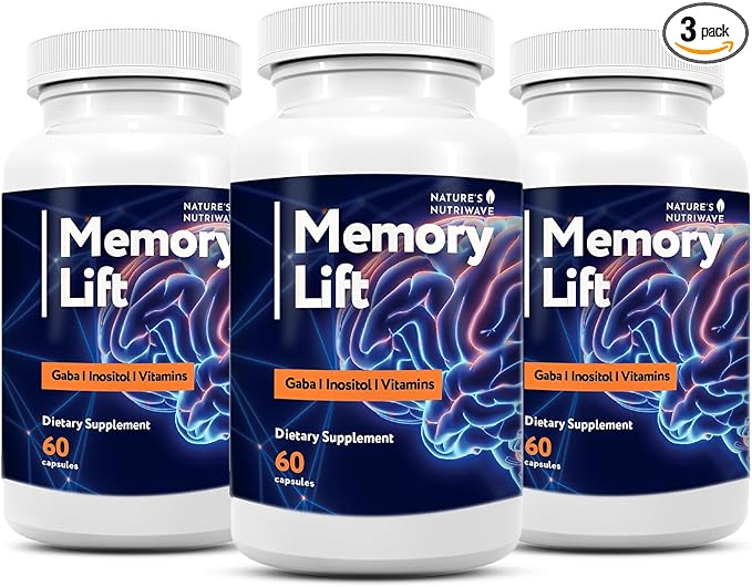 Memory Lift Capsules – Natural Daily Supplement with Vitamins A C D E B-Complex Biotin &amp Choline – Made in USA GMP-Certified Non-GMO Vegetarian – 60 Capsules 3 Month Supply