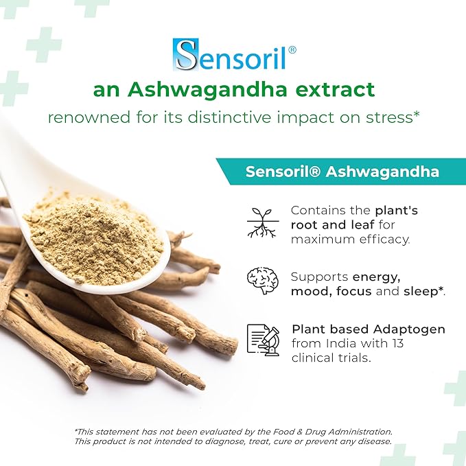 Bio-K+ Probiotic for Stress Support with Sensoril® Ashwagandha Daily Probiotic Supplement to Support Stress &amp Sleep 25 Billion CFU Vegan Shelf-Stable – 60 Capsules
