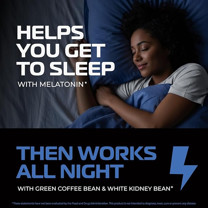 Night Time Fat Burner to Shred While You Sleep | Belly Fat Burner Carb Blocker &amp Weight Loss Support Supplements | Lose Weight Support Metabolism &amp Fall Asleep Fast | 60 Nighttime Diet Pills
